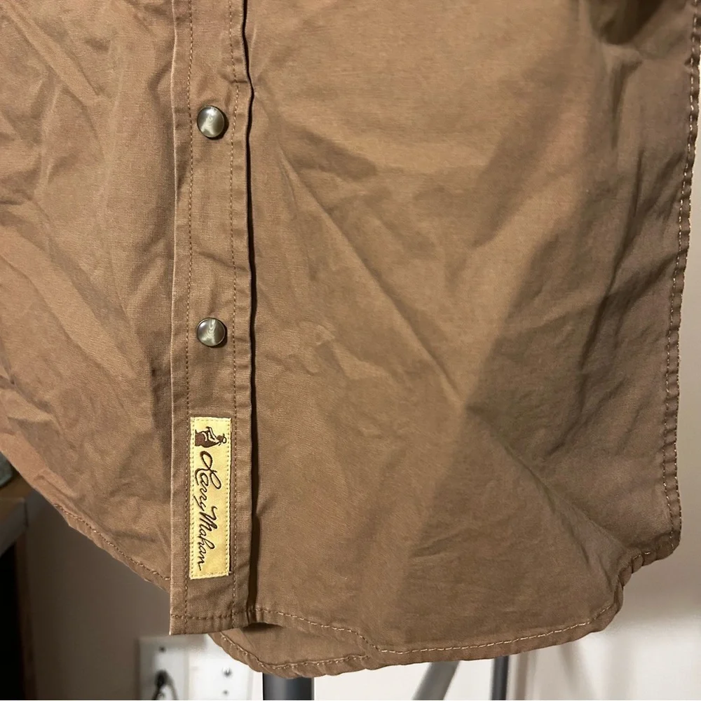 Larry Mahan Boys Snap Button Down Shirt Large 12 14 Brown Long‎ Sleeve - Picture 5 of 6